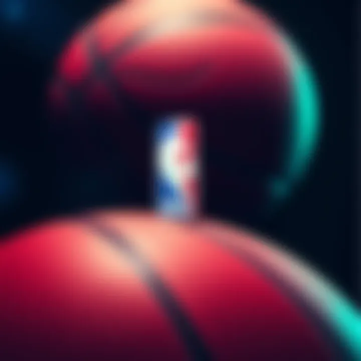 Visual representation of NBA player stats including points, rebounds, and assists with a basketball background