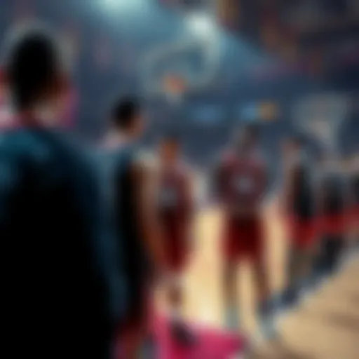 Basketball players in uniforms warming up on court, highlighting team changes