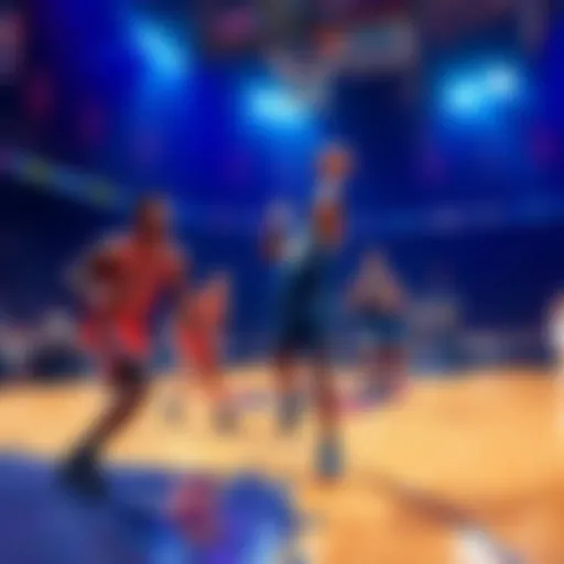 NBA players competing on the court during a game