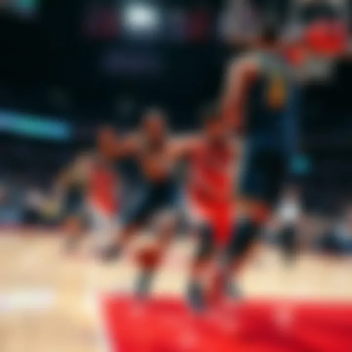 NBA players competing with intensity on the court during a game, showcasing key plays and strategies.