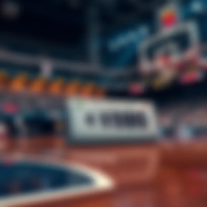 Basketball court with a winning bet slip showing $27 turning into $180