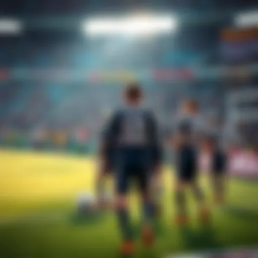 Football players on the field preparing for a game with fans cheering in the background