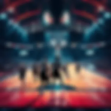 Basketball court with players from the Brooklyn Nets in action during an NBA game