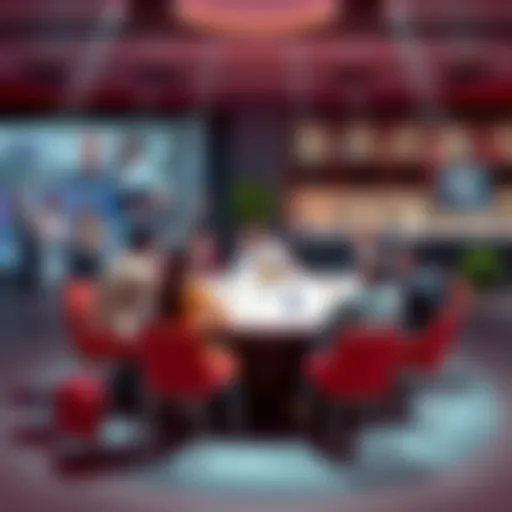 People engaged in a networking conversation around a round table in Olympia, WA