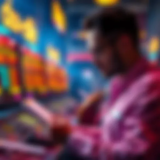 A graphic showing a person looking at game odds and tax forms, representing new gambling tax rules