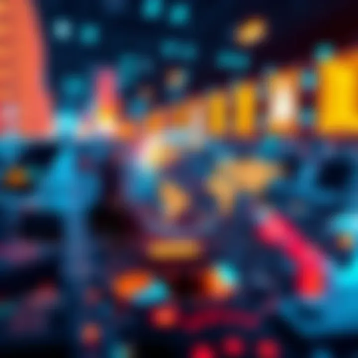 A digital representation of Brazil's economy with symbols of technology like AI and data analytics