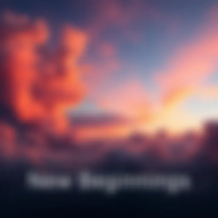 A sunrise symbolizing fresh starts with vibrant colors and clouds