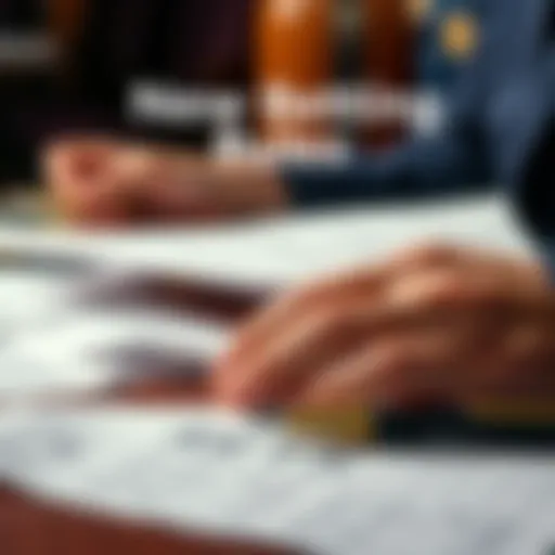 New Betting Rules in Massachusetts A close-up of a person reading documents about new betting regulations in Massachusetts, with betting slips and a pen on a table.