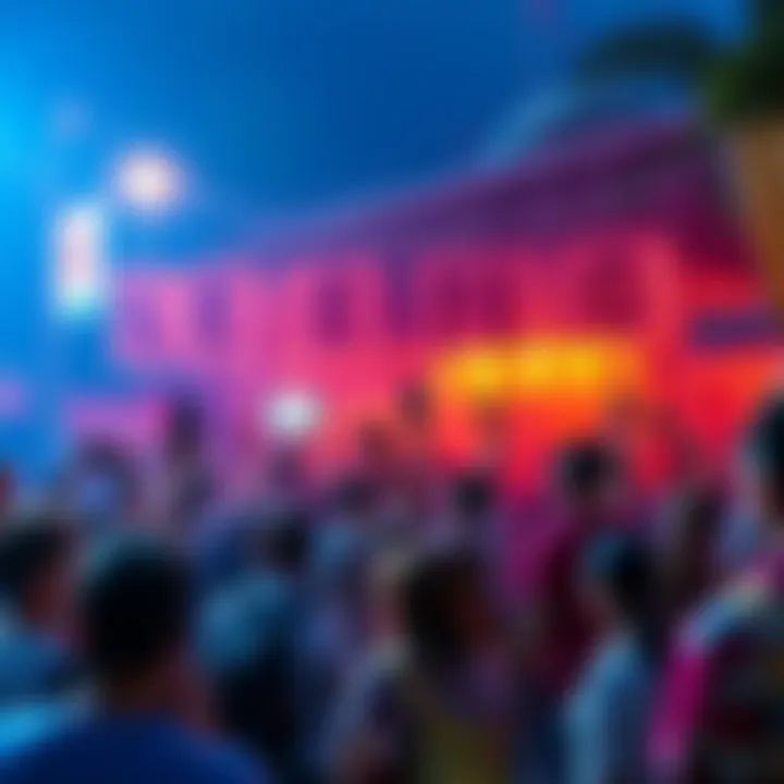 A vibrant scene showing people actively participating and celebrating the activation of a new sequence, with banners and festive decorations.