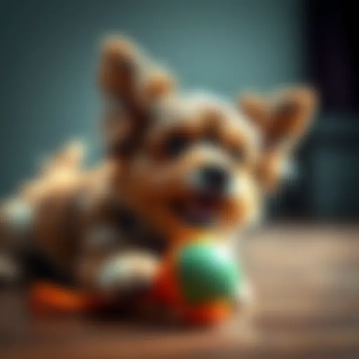 A small dog happily playing with a toy, showcasing its playful nature after a recent change in the owner's life
