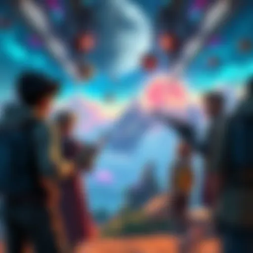 A vibrant scene depicting characters gearing up for a new adventure in a game environment, showcasing excitement and opportunities.