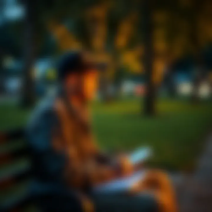 A person looking contemplative, sitting on a park bench with a notepad and pen, reflecting on their past choices and future opportunities after losing money in gambling.