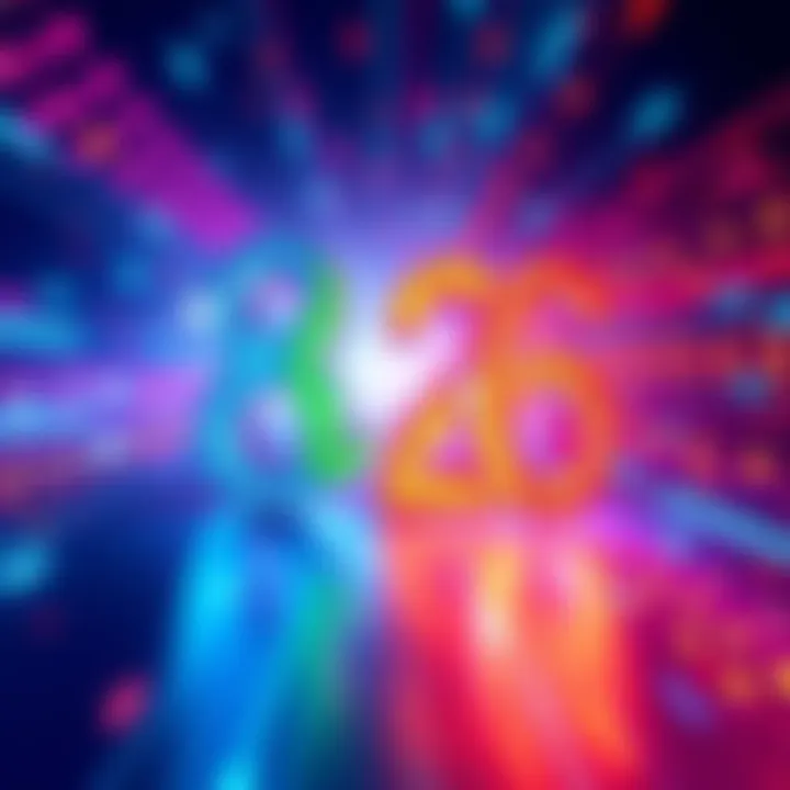 A visual representation of the number sequence 8 and 6, symbolizing new opportunities for 2026, with vibrant colors and dynamic patterns.