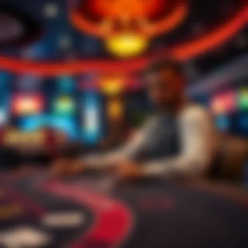 A nervous player sits at a Blackjack table in a Minnesota casino, looking at the cards with focused determination