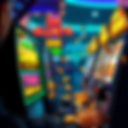 A new player excitedly watching the slot machine screen after a big win of 500 times their bet, with coins spilling out of the machine.
