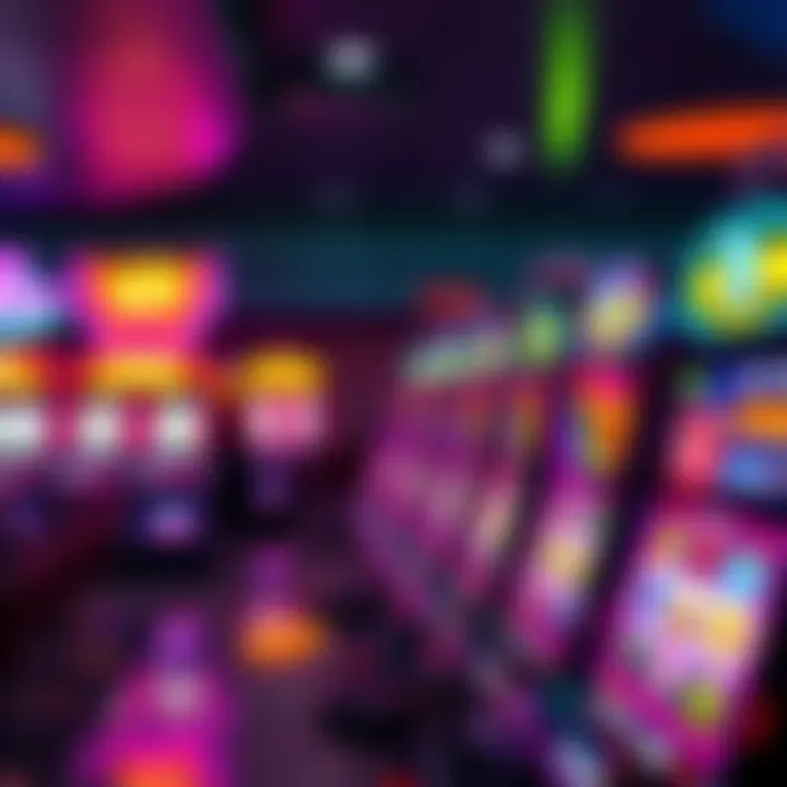 New Slot Machines A row of colorful new slot machines in a casino, showcasing bright lights and reels with various symbols.