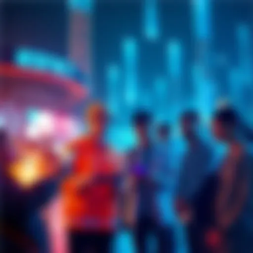 A group of people interacting with advanced technology, illustrating its impact on daily activities.