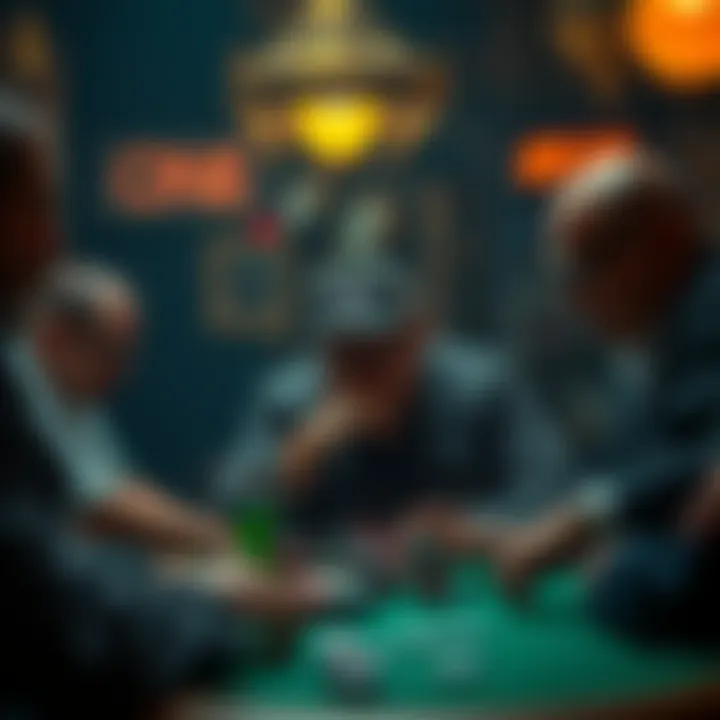 A tense moment in a New York underground poker game with a player contemplating their next move.