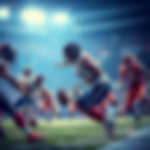 Players in NFL uniforms compete during a Monday Night Football game, showcasing their skills on the field.