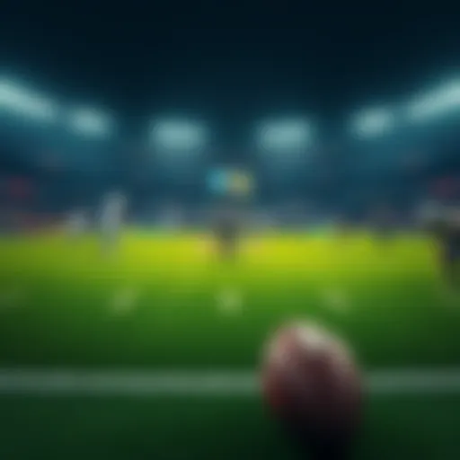 A football field with teams preparing for a game, showcasing the NFL's future challenges and adaptations in 2025.