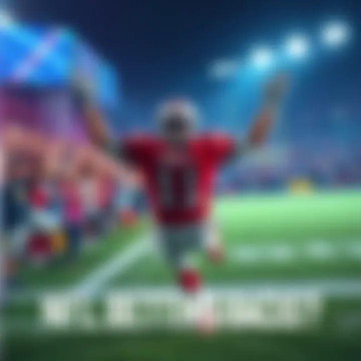 A football player celebrating a touchdown while fans cheer in the background, illustrating the excitement of NFL betting