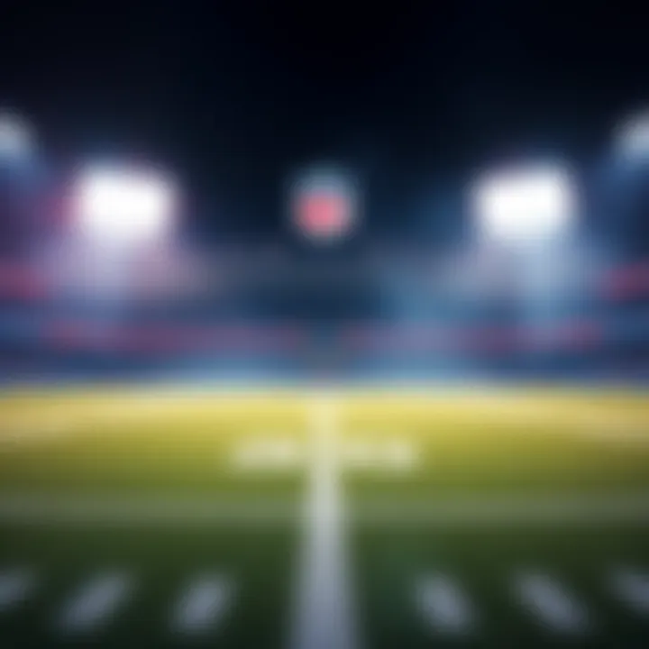 Football field with betting odds displayed, showcasing NFL team logos and analysis