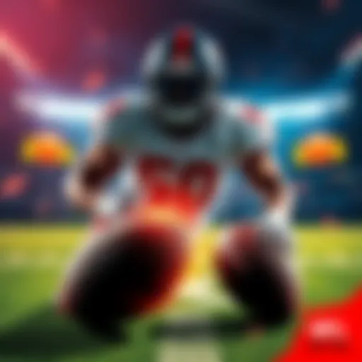 Promotional image for NFL betting with a 50% bonus on first deposit and football graphics
