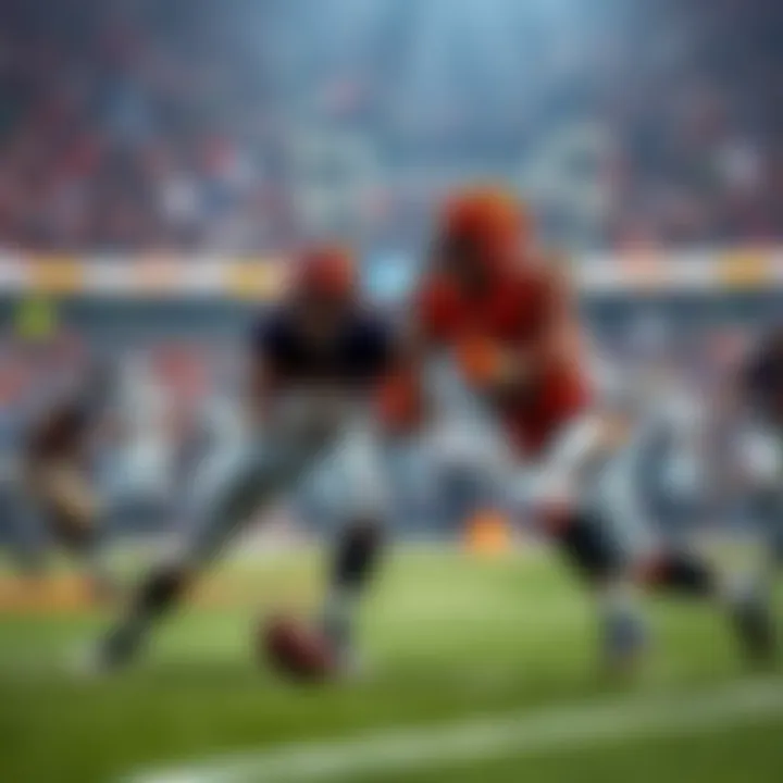 NFL Game Ravens vs Bengals Two NFL teams, Baltimore Ravens and Cincinnati Bengals, competing on the field with fans cheering in the background.