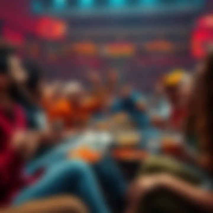 Excited fans watching NFL games on Thanksgiving, with snacks and drinks in view, celebrating touchdowns and player bets.