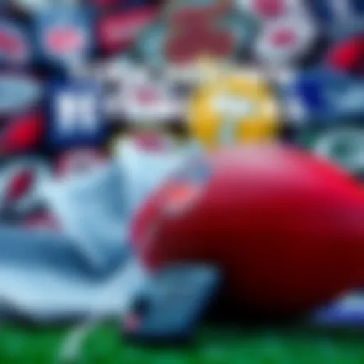 A collage of NFL logos and a football with betting slips and a calculator, highlighting touchdown predictions.