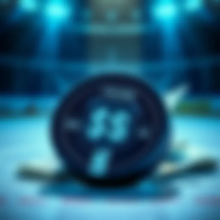 Graphic showing a hockey puck and dollar bills, representing the journey from $100 to $10,000 in betting on NHL games.