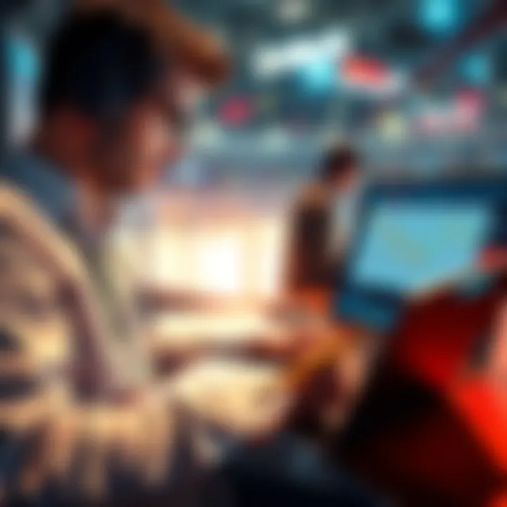 A sports analyst reviewing NHL game data with a notepad and laptop