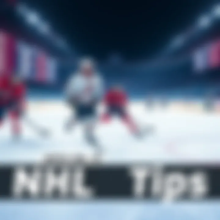 Hockey players on the ice with betting odds displayed in the background