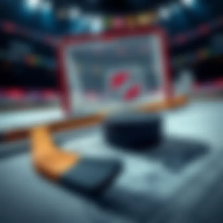 A visual representation of NHL betting tips with a hockey stick and puck on a betting slip