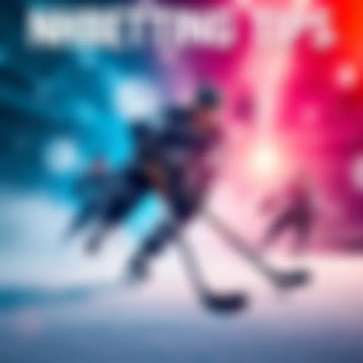 A graphic showing hockey players in action with betting elements like odds and tips overlayed.