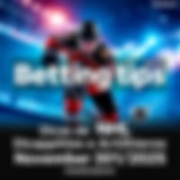 A hockey player shooting a puck during a game, with text overlay about betting tips for NHL on November 30, 2025