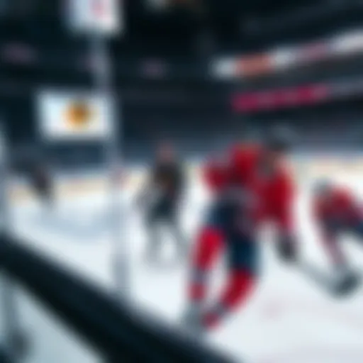 Players from the Blackhawks and Canadiens in action on the ice during a game