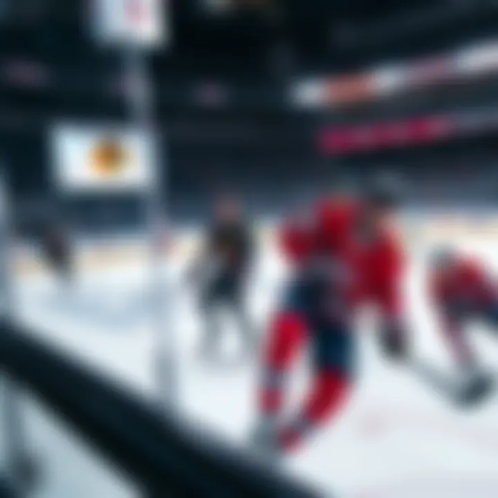 Players from the Blackhawks and Canadiens in action on the ice during a game