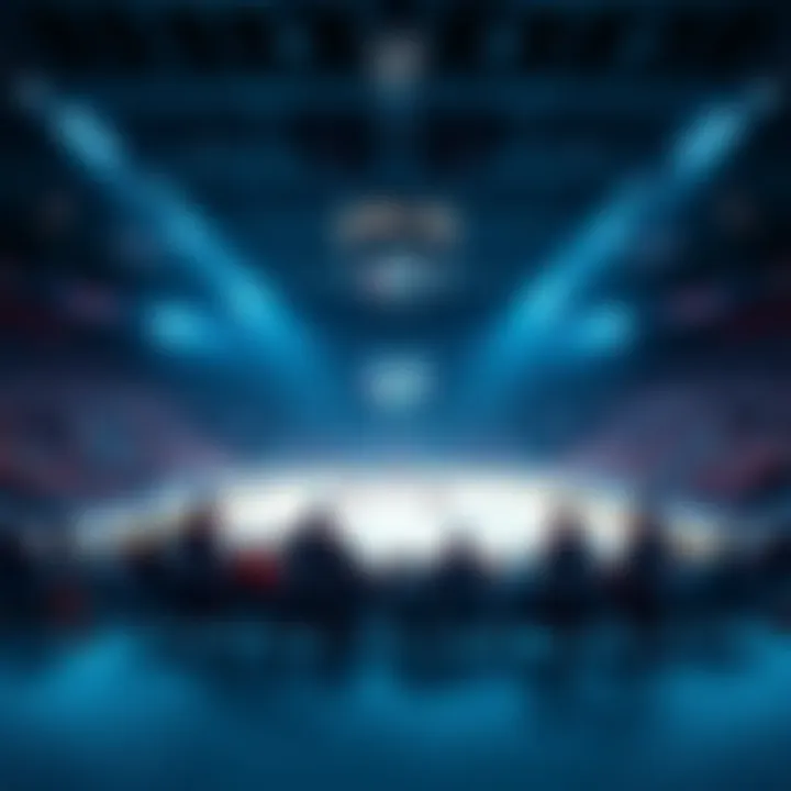 Players on the ice during an NHL game with fans cheering in the background