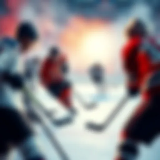 Hockey players from the NHL in a competitive game, showcasing team dynamics and skills