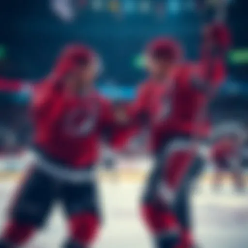 Owen Tippett and Alex Ovechkin celebrating after scoring goals in a hockey game