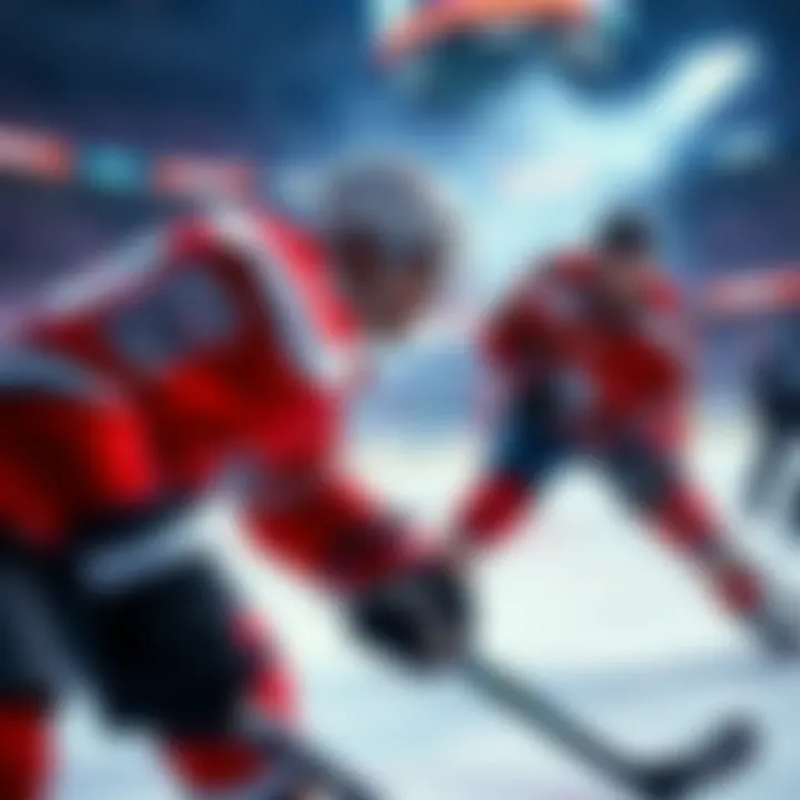 Close-up of ice hockey players showcasing their best plays during an NHL game featuring the POD HEATER season.