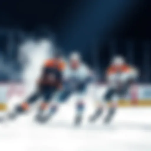 Players from Carolina, Edmonton, and New Jersey competing in a hockey game