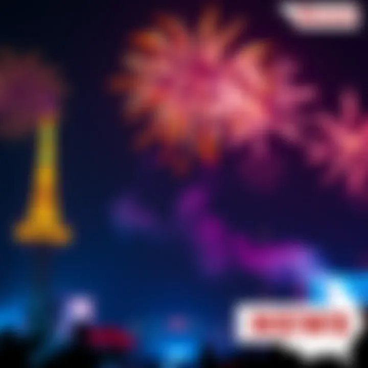 Night of Surprises A vibrant night scene with fireworks lighting up the sky, hinting at exciting events ahead.