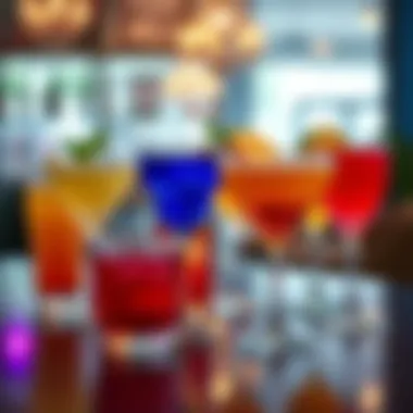 A selection of colorful non-alcoholic cocktails served in elegant glasses on a table