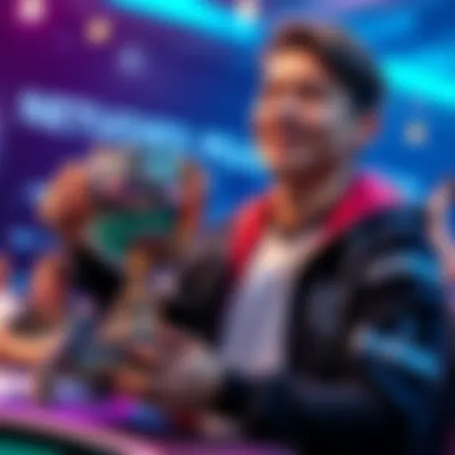 A happy novice player holding a trophy after finishing second in a freeroll tournament