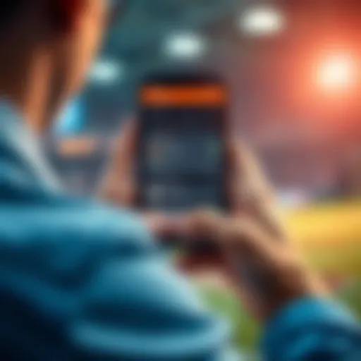 A person using the noVig app on their smartphone, showing odds and customer service options on the screen.