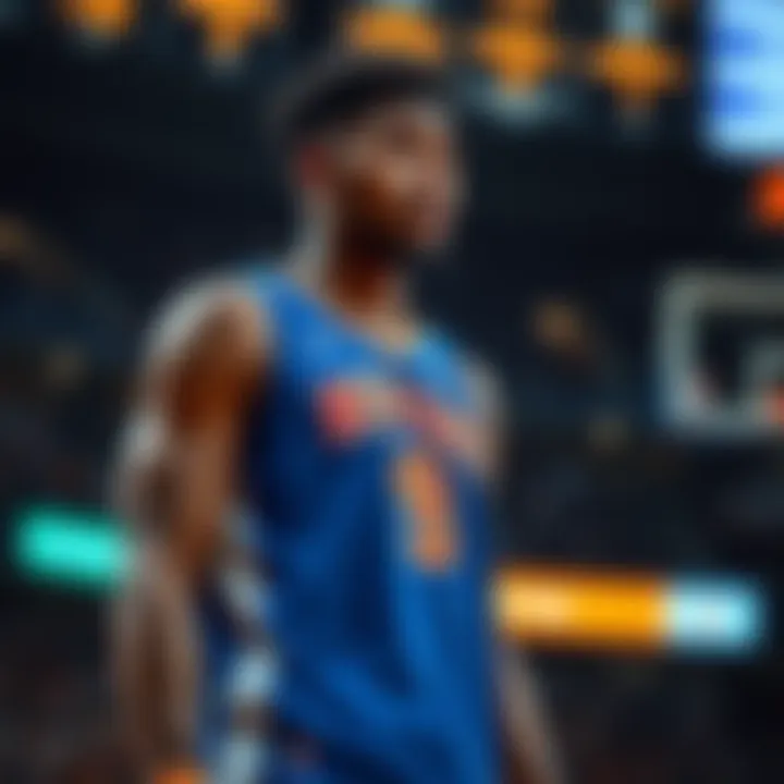 New York Knicks player looking concerned on the court against Oklahoma City Thunder, highlighting recent minute cuts affecting performance