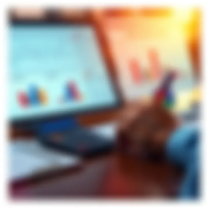 A person analyzing charts and graphs related to event probabilities, with a calculator and notepad on the desk.