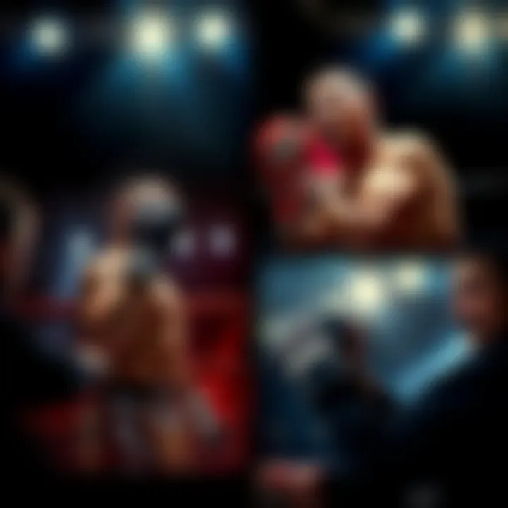 A collage of classic MMA fight scenes featuring intense action and iconic moments from past events.